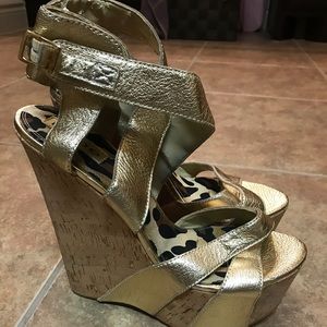 COPY - Bebe Hannah Gold Wedges Size 10 *NEVER WOR…